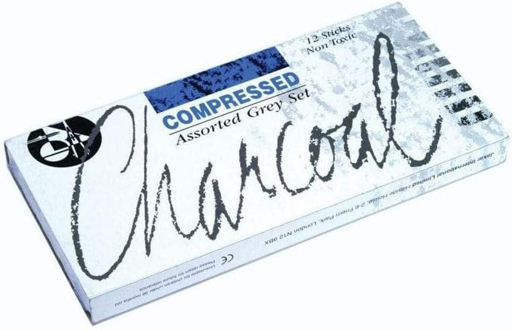 7623 Assorted Greys Compressed Charcoal Stick (Pack of 12)