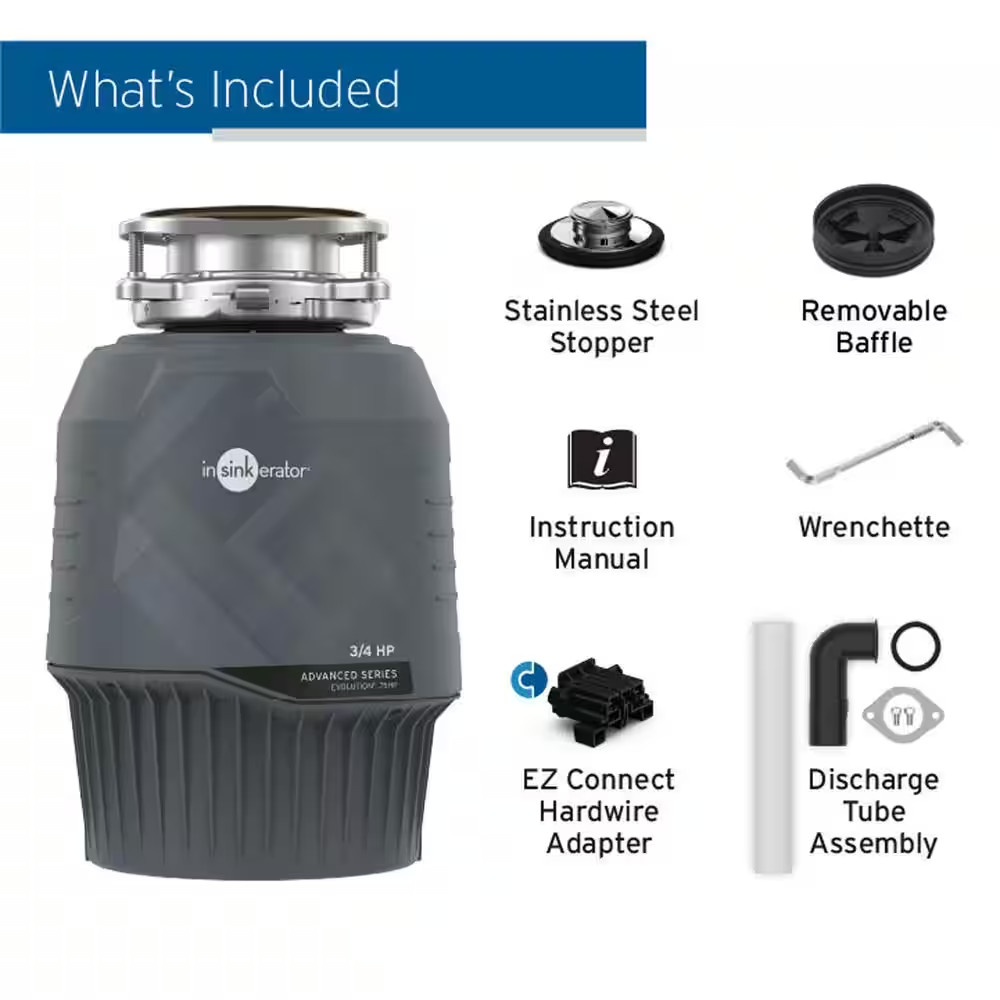 Evolution .75HP, 3/4 HP Garbage Disposal, Advanced Series EZ Connect Continuous