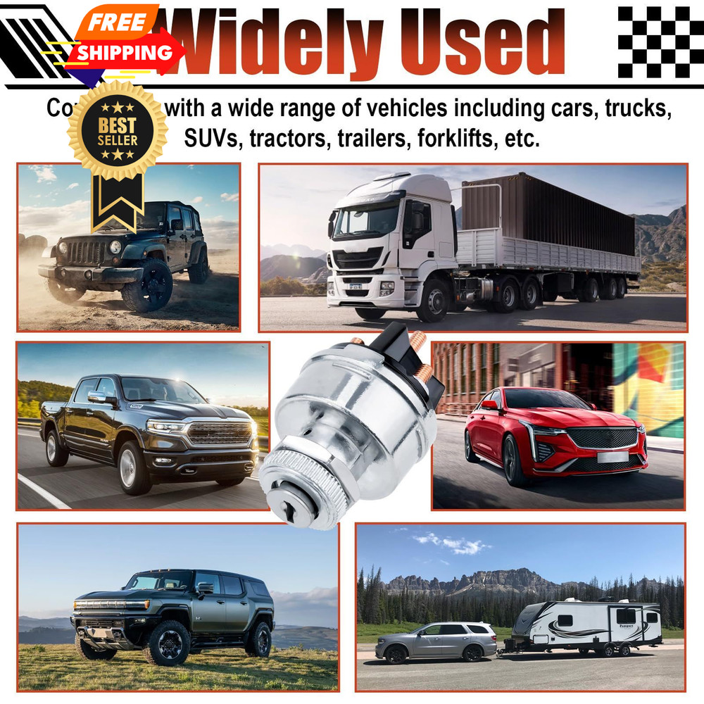 Ignition Switch with Key, Universal Key Switch, 12V 4 Position...