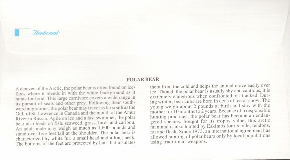 UN Issued Endangeredc Species = Bears = Polar Bear