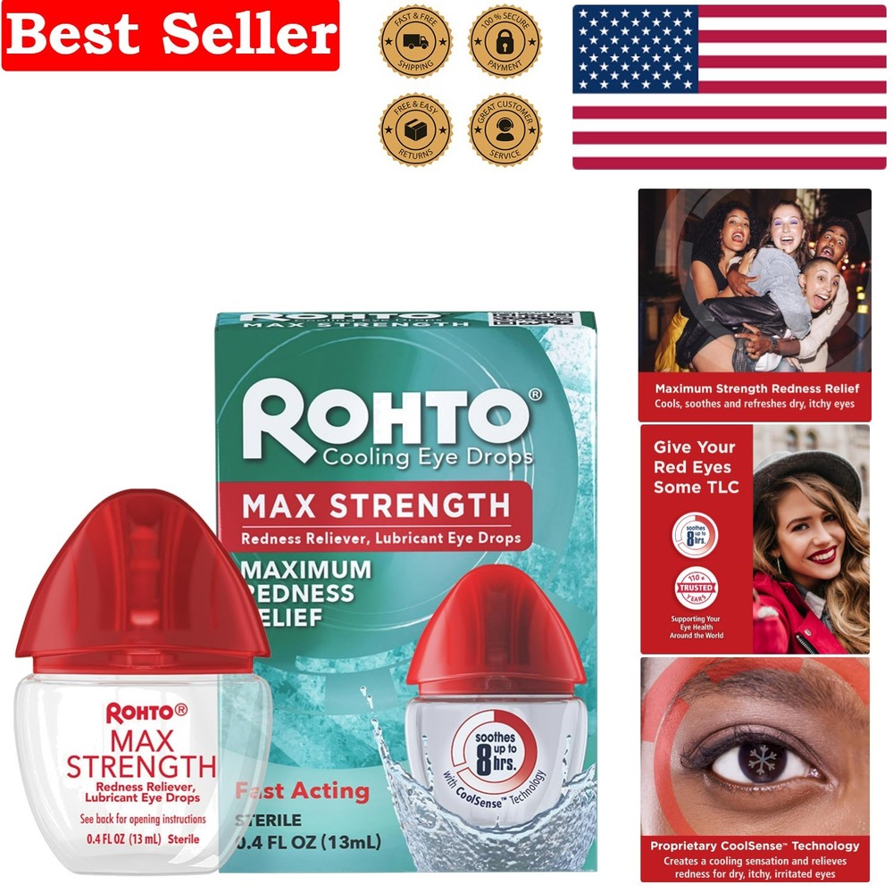 Max Strength Eye Drops with CoolSense Technology for Fast Redness Relief - 0....