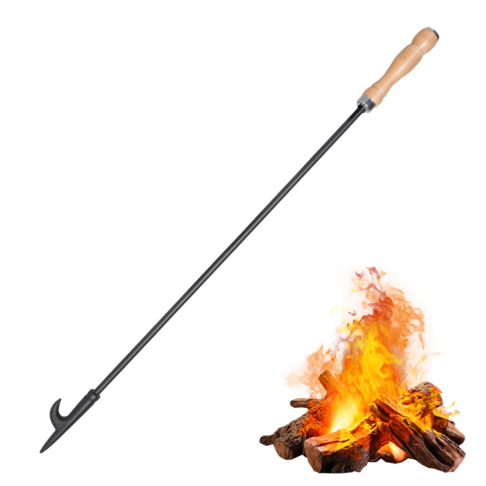 Heavy Duty 32" Long Fire Poker Stick Fireplace Fire Pit Campfire Hook Tools GIFT