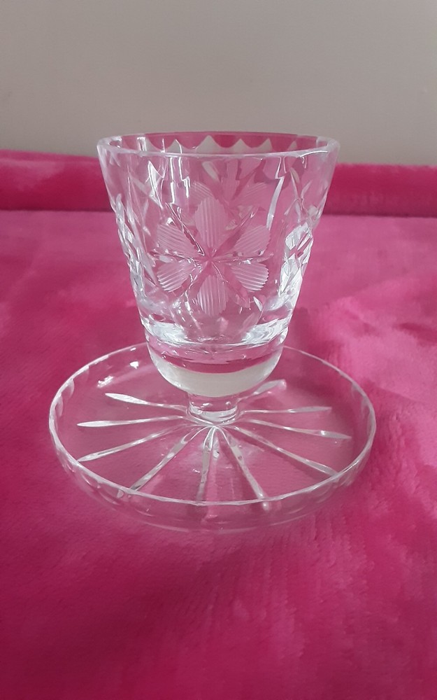 Cut Glass  Match Holder W/Match  Receiver.
