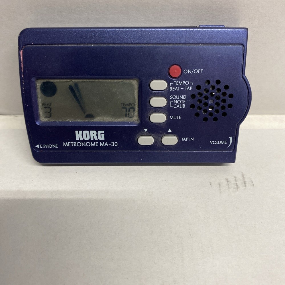 Korg MA-30 Compact Digital Pocket Metronome Blue - Tested - WORKING