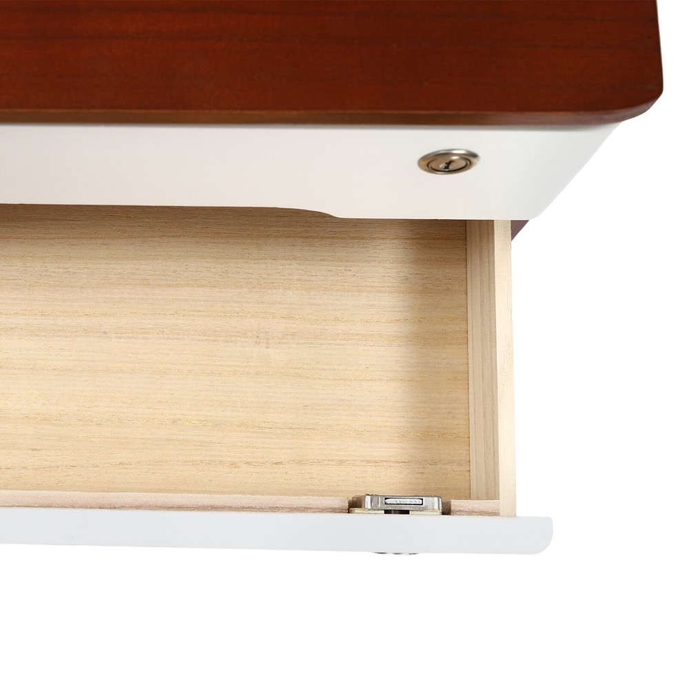 Wooden Desk Organizer with Lockable Drawer - 2-Tier Storage Solution