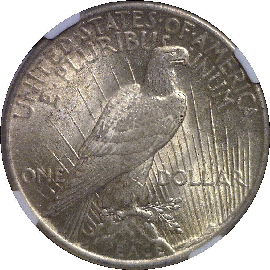 1925 $1 Silver Peace Dollar NGC AU 58