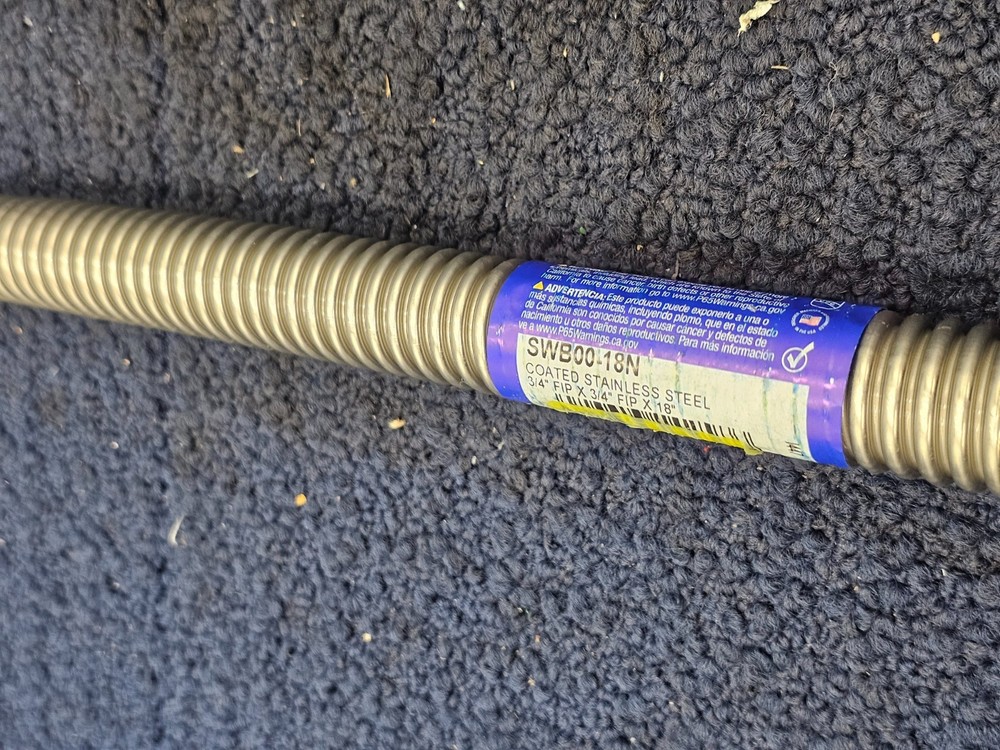 (QTY 3) BrassCraft SWB00-18N Coated Stainless Steel Water Heater Connector 18" L