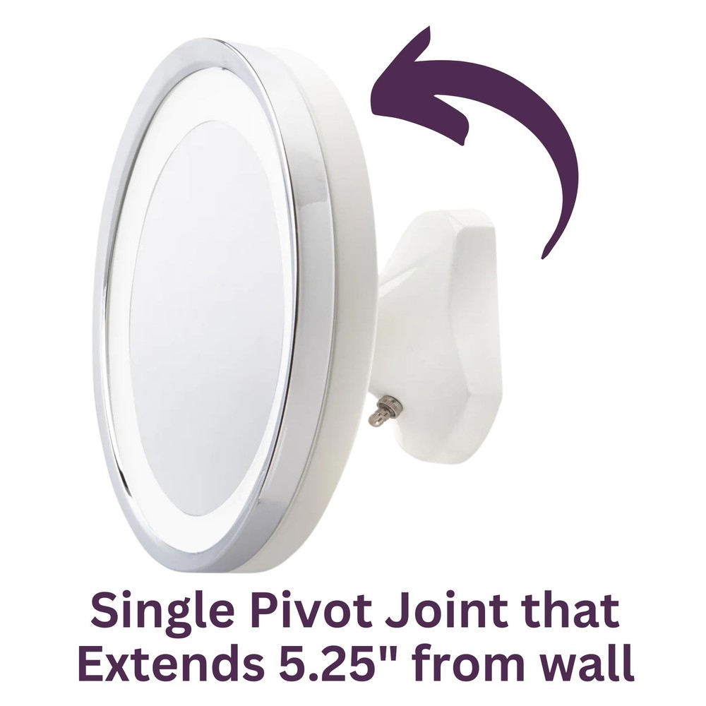 Wall Mounted White/Chrome Finish Makeup Mirror with Light – 5X Magnification ...