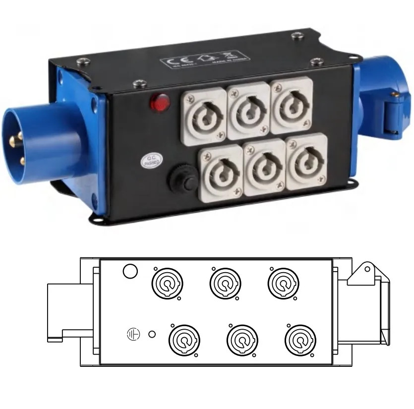 Stage Lighting Audio Powercon Distribution Box for Light and Sound High Quality