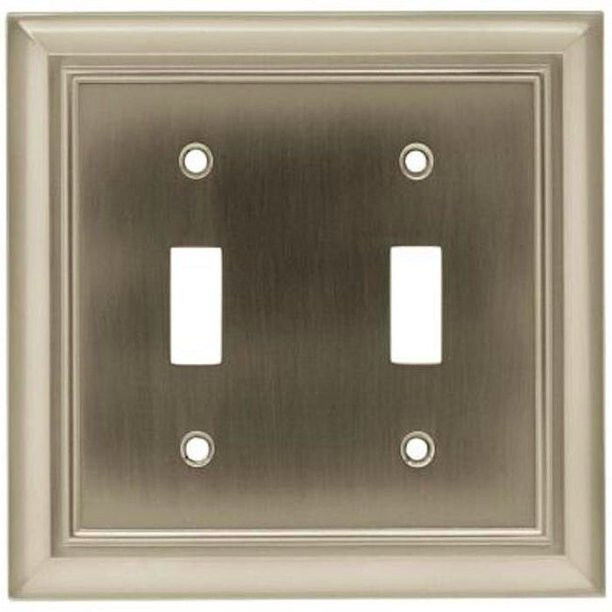 (12 Pack) Architectural Double Switch Wall Plate Satin Nickel