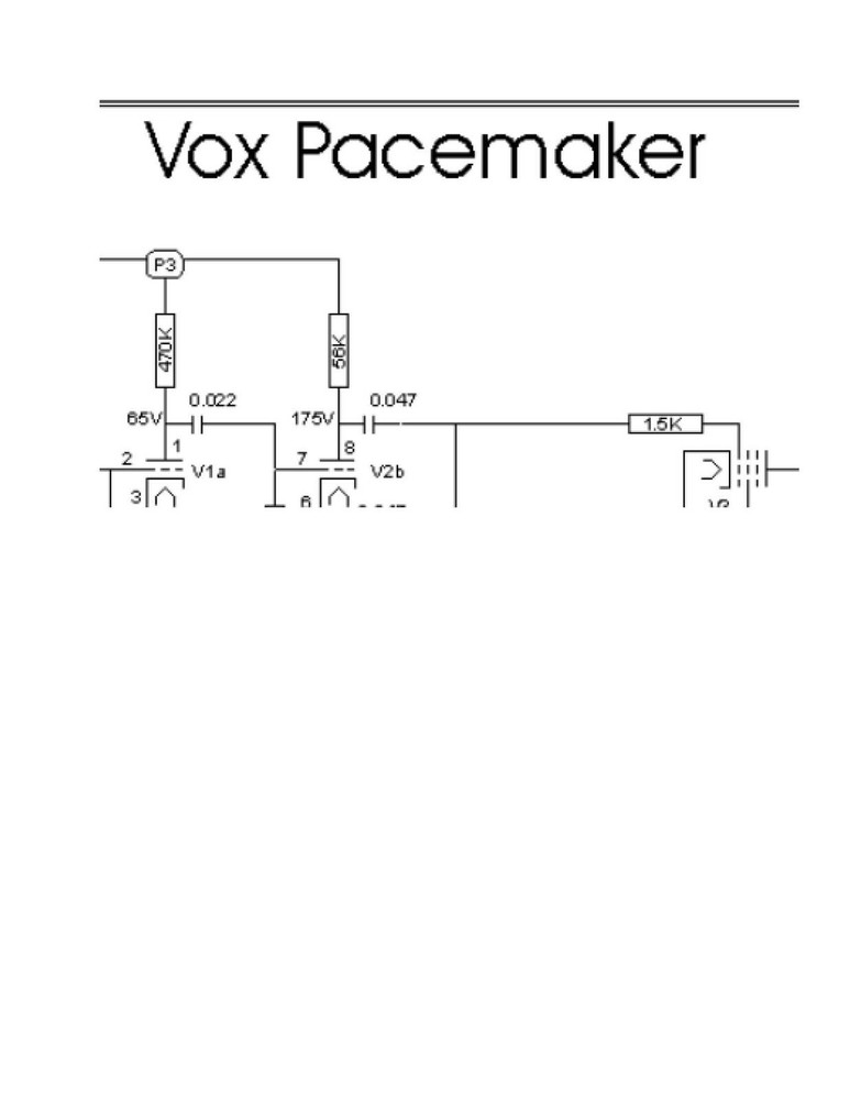 Vox Tube Pacemaker Amplifier Schematic Diagram Parts value PDF