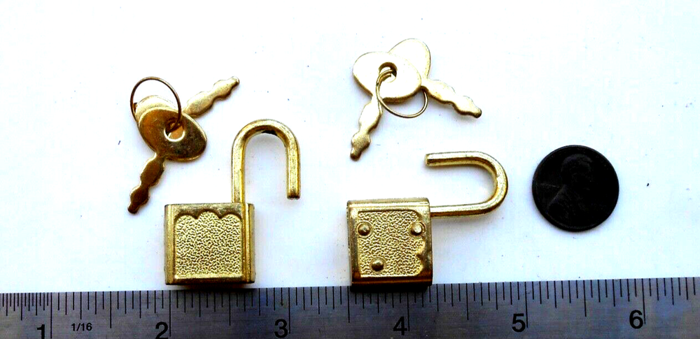 2 Small Metal Padlock Mini Tiny Box Lock with 4 same Keys