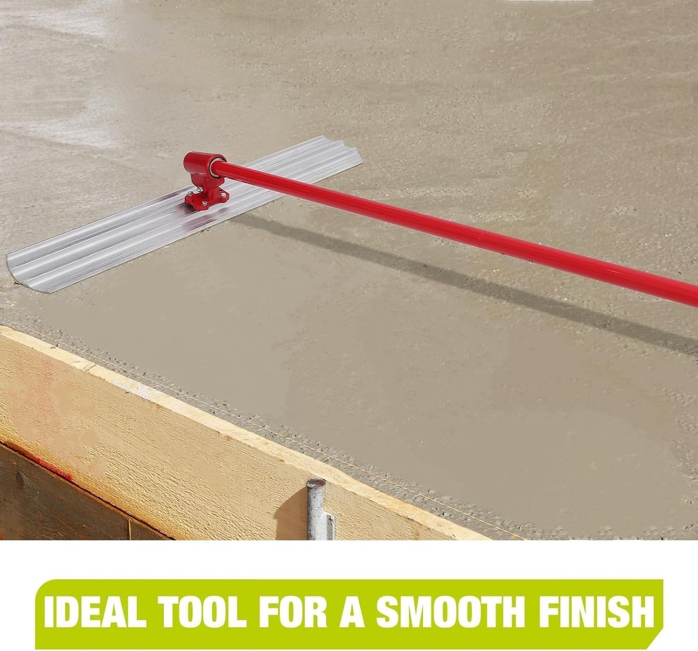 46"x8" Bull Float Magnesium Concrete Float Tool w/ 4 Extendable Handle Round End