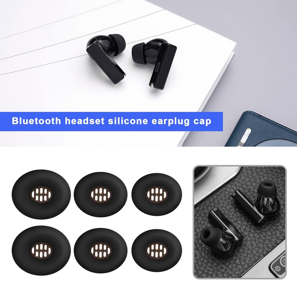 Micro Traders 3 Pairs Silicone Earbuds Ear Tips Compatible with large, Black