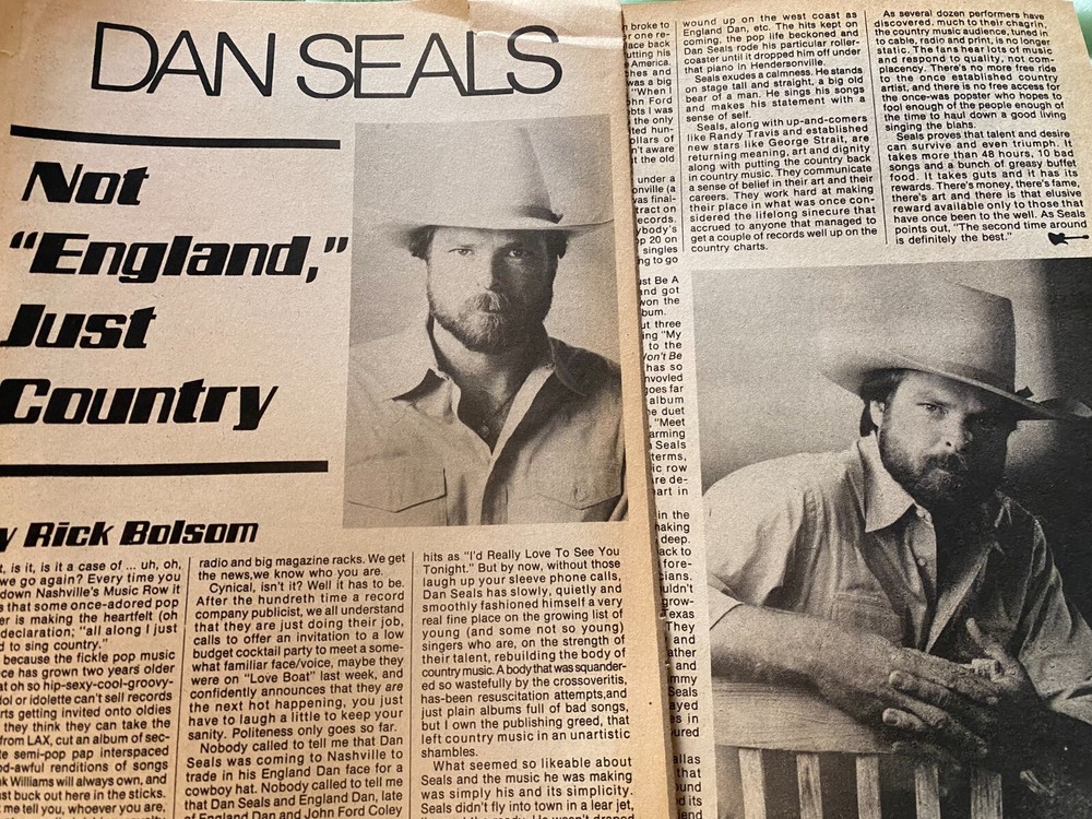 Dan Seals, Two Page Vintage Clipping