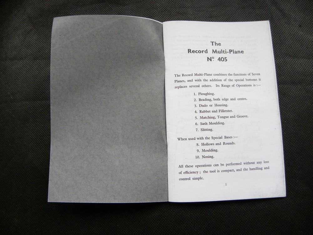 Copy Record No 405 Multi- Planes Instruction Sheet (527)