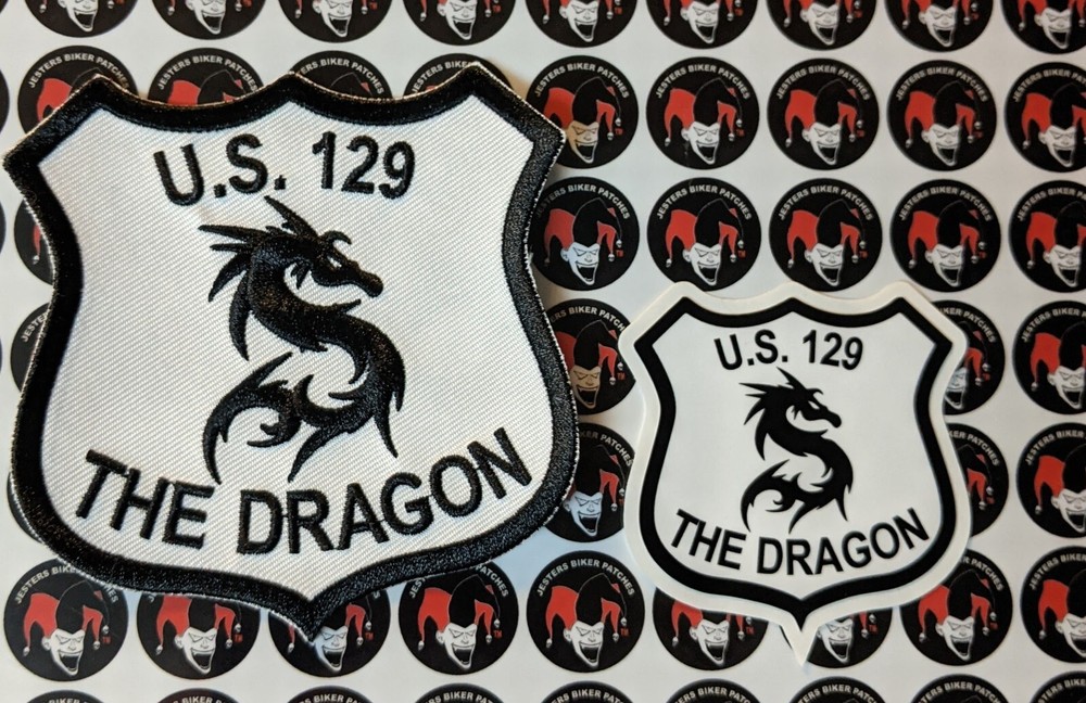 The Dragon US Highway 129  Embroidered Patch + Sticker