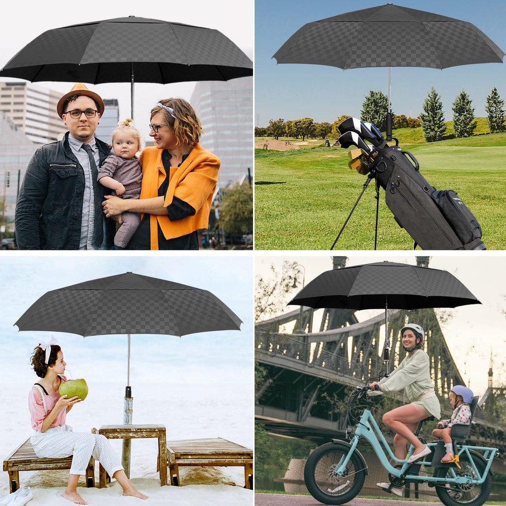 Satol 54 Inch Large Windproof Golf 54 inch, Black Square Oval Handle