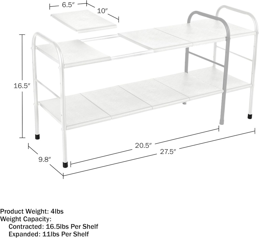 Under Sink Organizer 2 Tier Adjustable Shelf Organizer W/ 8 Removable Panels