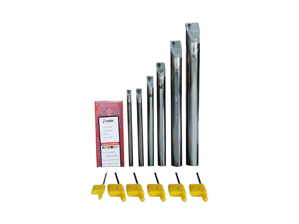 6PC SET  1/4"-3/4 " STFCR SOLID CARBIDE INDEXABLE BORING BAR +6PC TCMT INSERTS