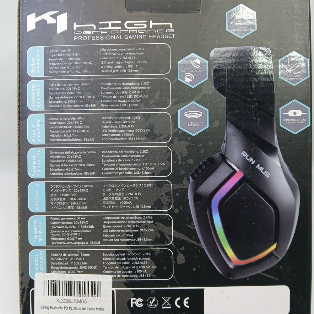 Gaming Headset RUN MUS K1B High Performance Professional