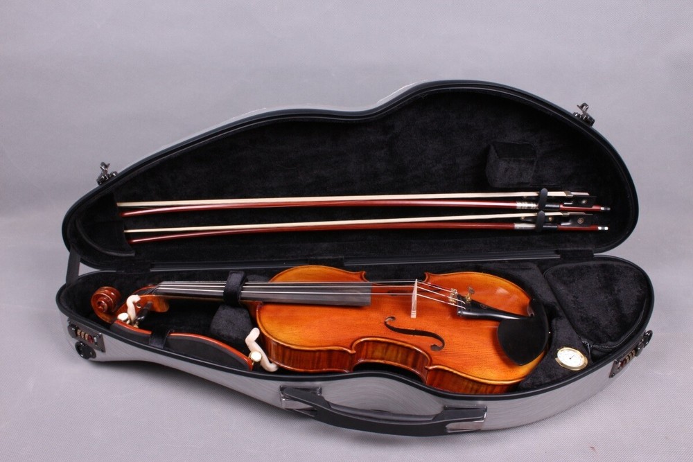 Silver Carbon Fiber Violin case 4/4 Violin Box Code Lock Strong Light Case strap