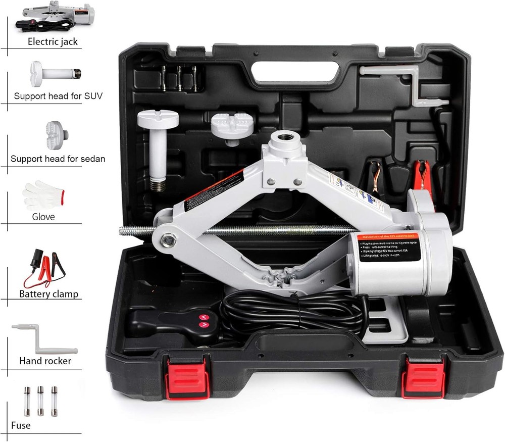 Electric Jack 3-Ton Scissor-Type Floor Jack Set