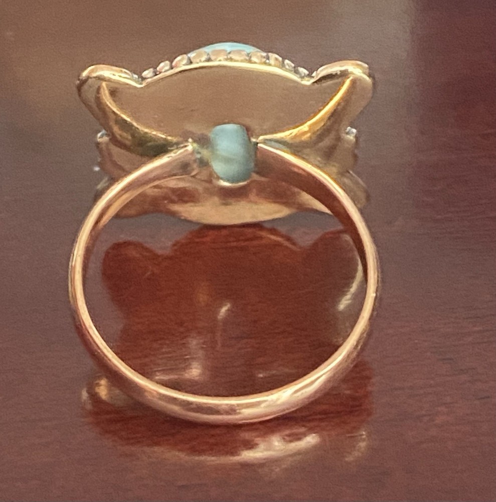 Larimar Solid Copper Ring Size 11 Southwest Style Jewelry