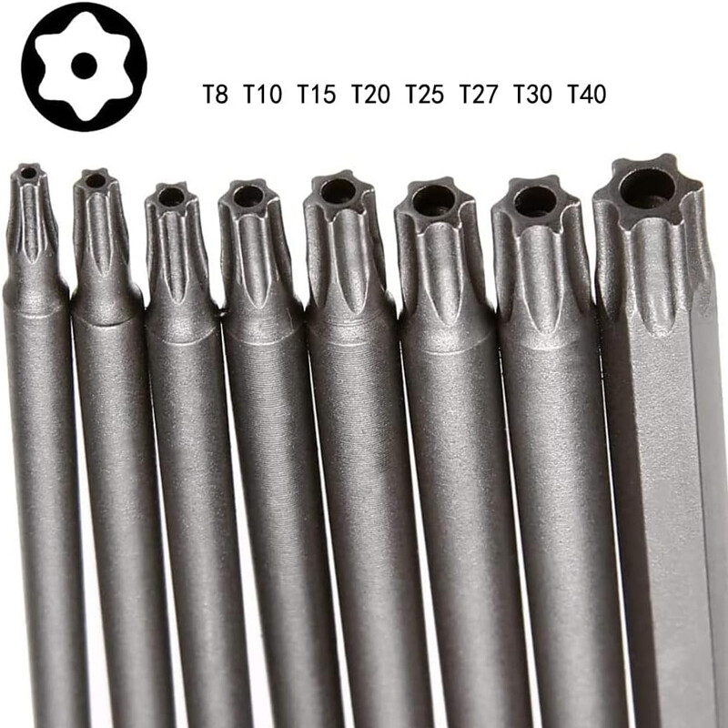8PCS 100mm Extra Long Torx Screwdriver Bits Set - Security Hex Magnetic