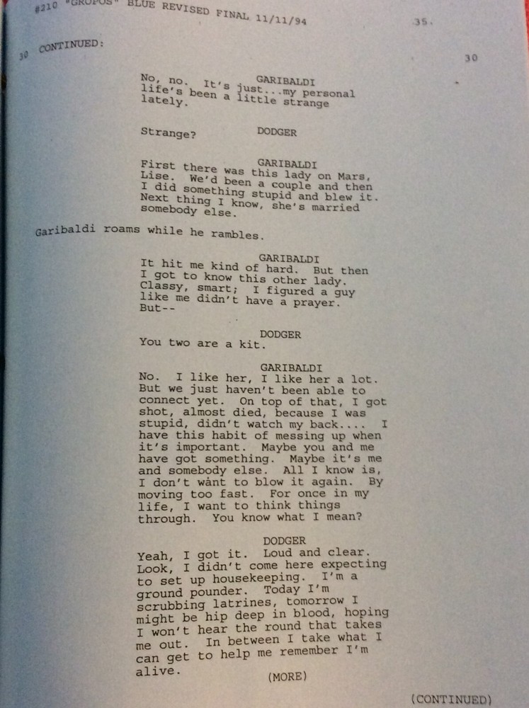 ORIGINAL SCRIPT BABYLON 5 GROPOS #210 BRUCE BOXLEITNER JERRY DOYLE CHRISTIAN