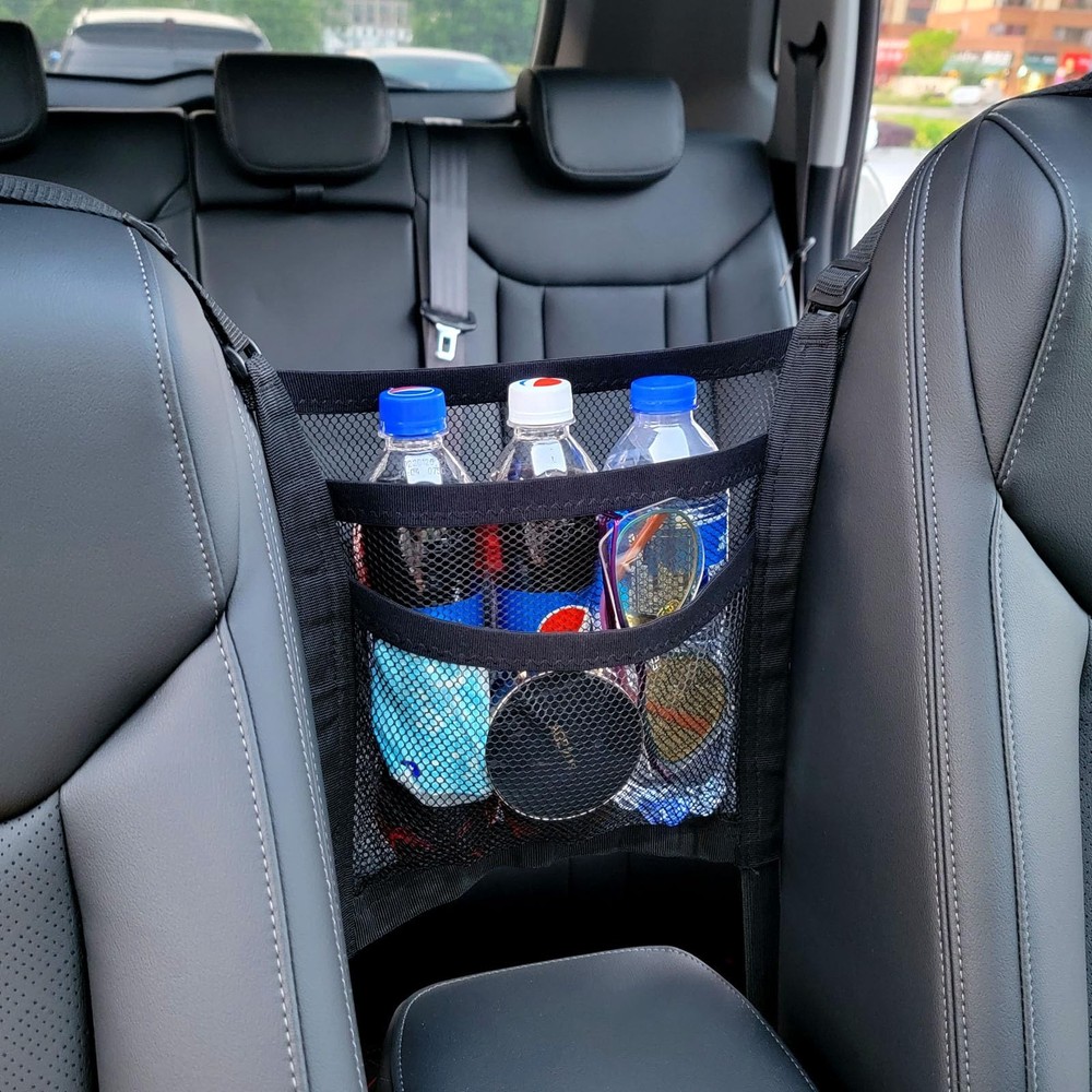 3 Layer Mesh Organizer Between Front Seat Backseat Storage Net Pet Barrier