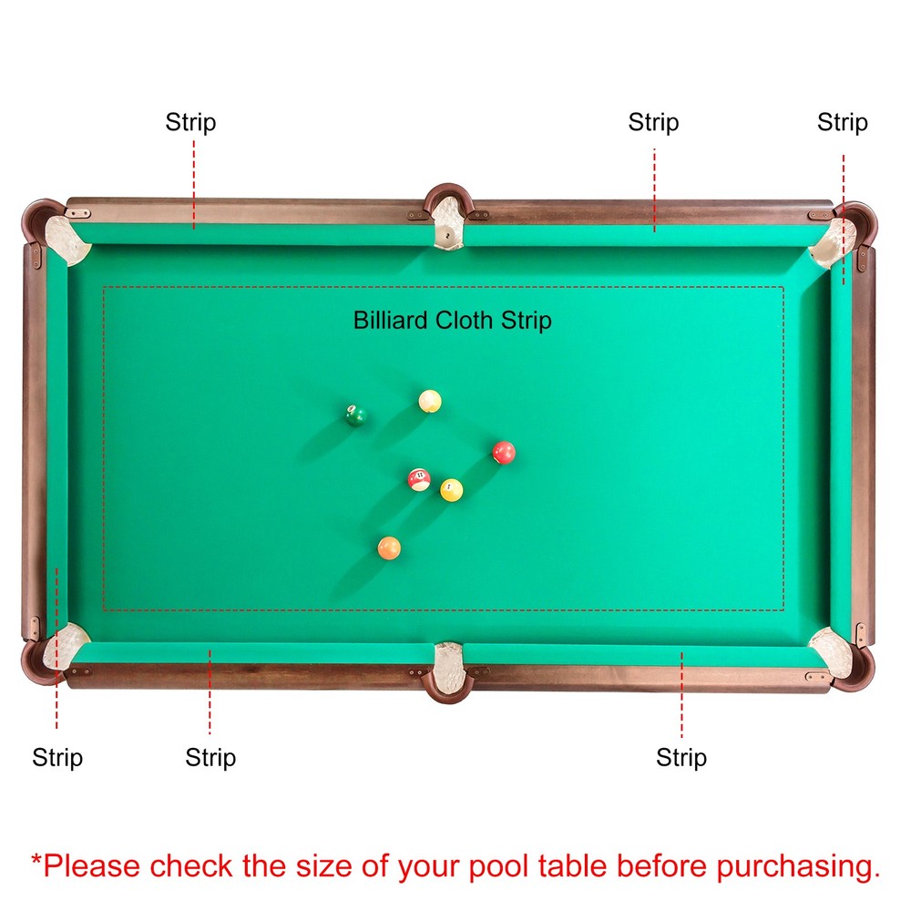 Billiard Cloth 8ft Professional Pool Table Felt with 6 Felt Cloth Strips Black