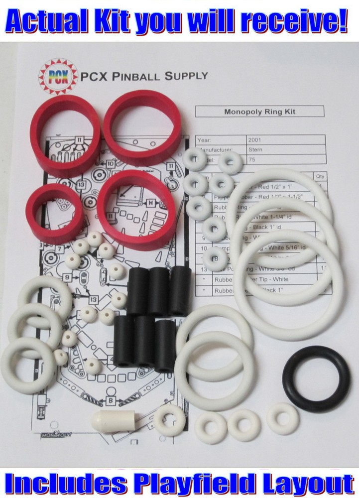 2001 Stern Monopoly Pinball Machine Rubber Ring Kit