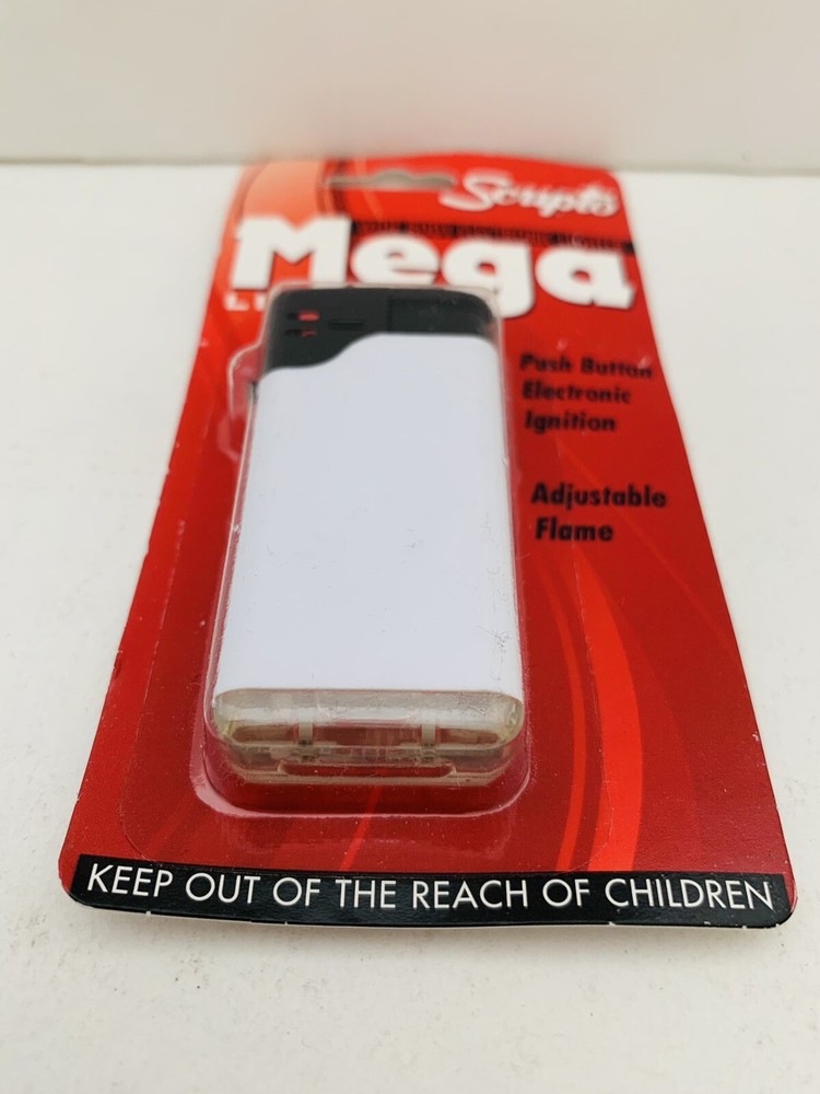 Scripto Wide Body Electronic Mega Lighter w/ Adjustable Flame *White Color*