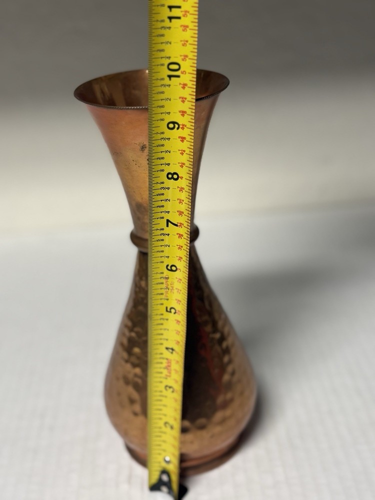 VINTAGE COPPER VASE Hammered Solid 9.5" tall