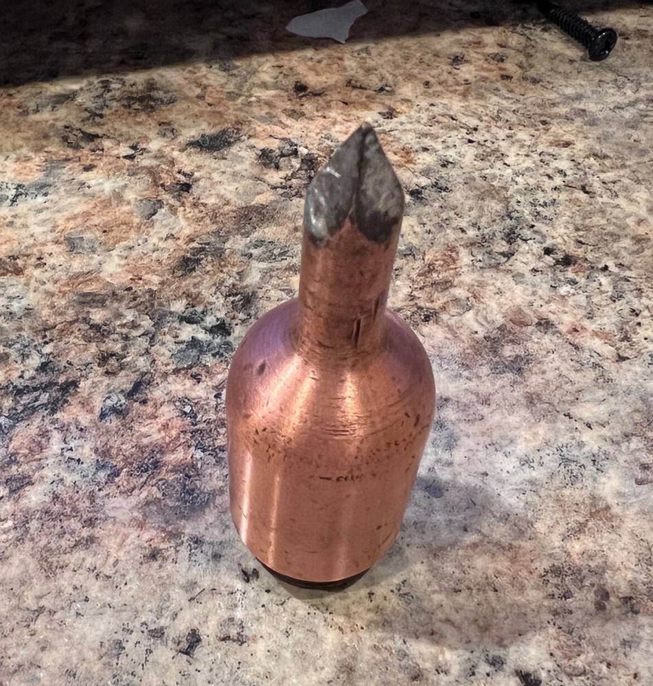 Copper Soldering Iron Tip Threaded 1 1/8" #1