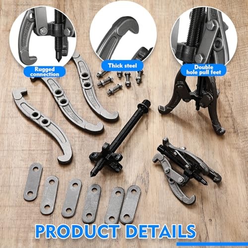 Gear Puller Set, 3" 4" 6" 3 Jaw Puller Kit Forged Pulley with Reversible Jaws