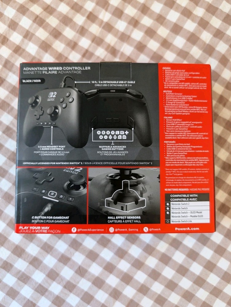 Genuine PowerA Advantage Wired Controller for Nintendo Switch 2 - Black NEW