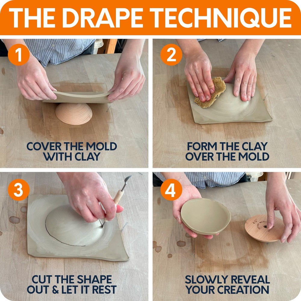 2-Pack Pottery Molds | Create Bowls & Plates | Includes 4.5" and 6.5" Ceramic...