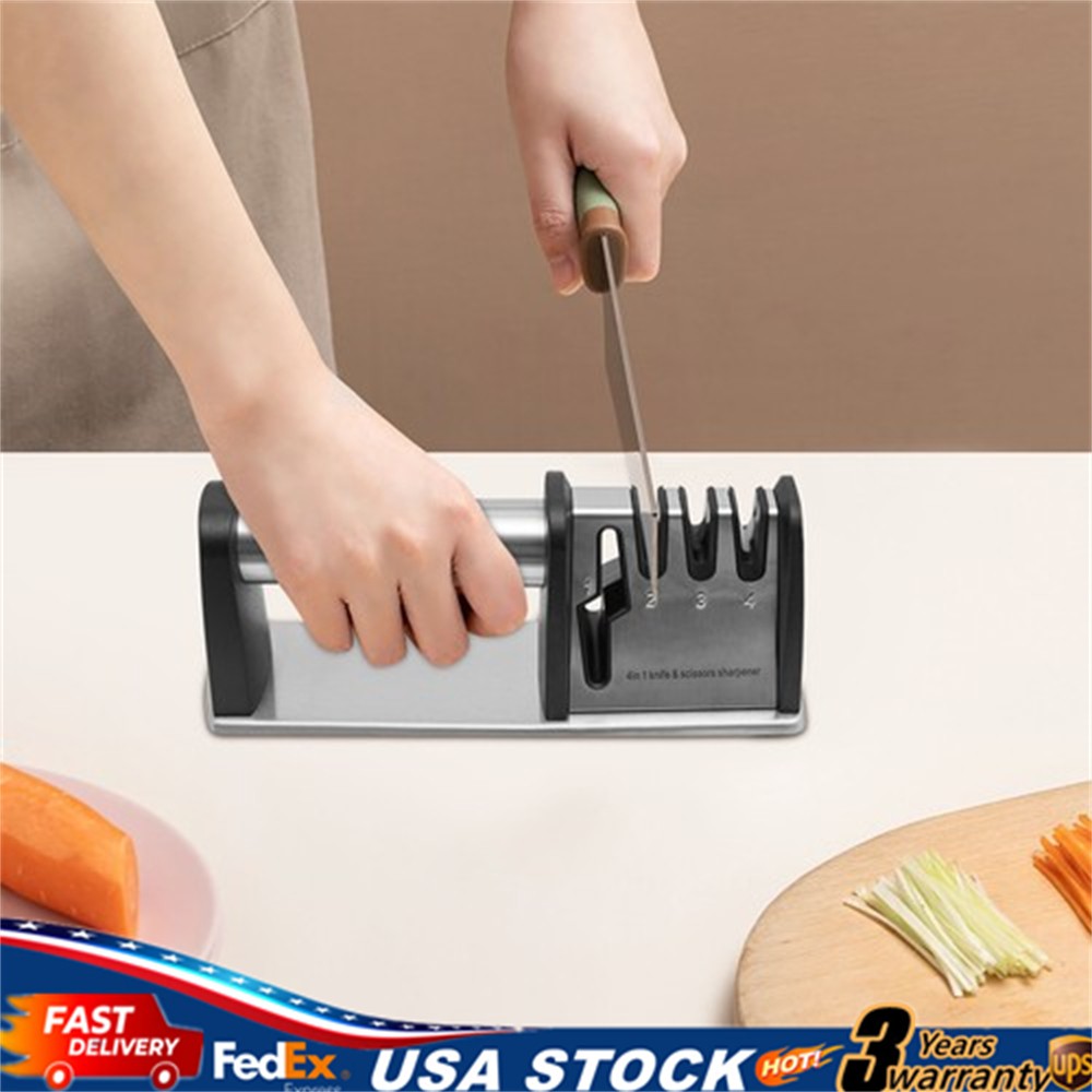 Manual Kitchen Knife Sharpener 4-Stage Knives&Scissors Sharpening Tool Accessory