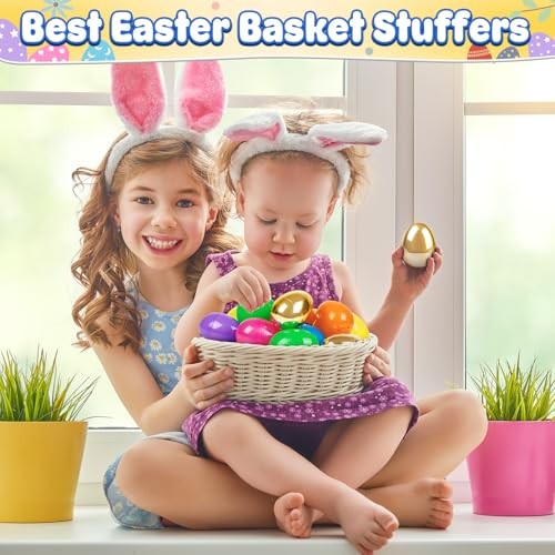 PCS Plastic Easter Eggs, 2.4'' Bulk Empty 1000 Colorful with 12 Golden 1012