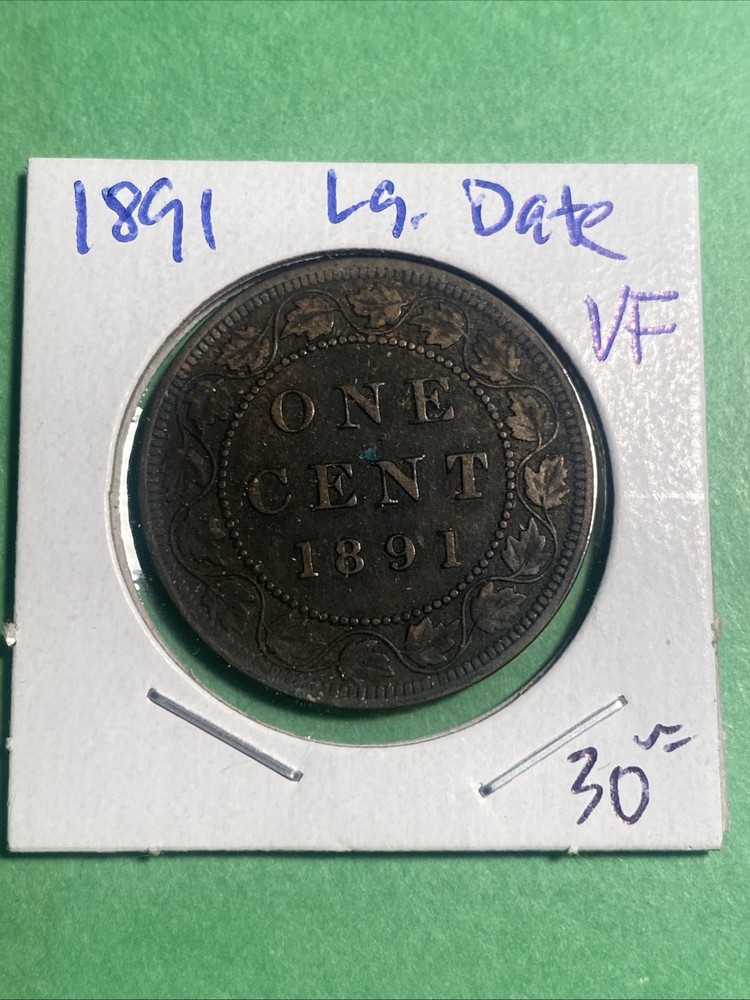 1891 Canada 1 Cent  Large Date VF