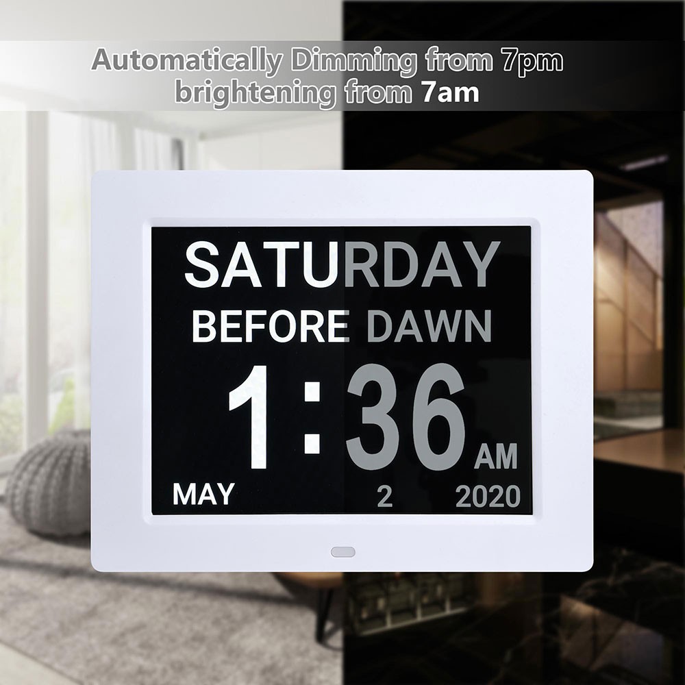 8" LCD Digital Calendar Day Clock