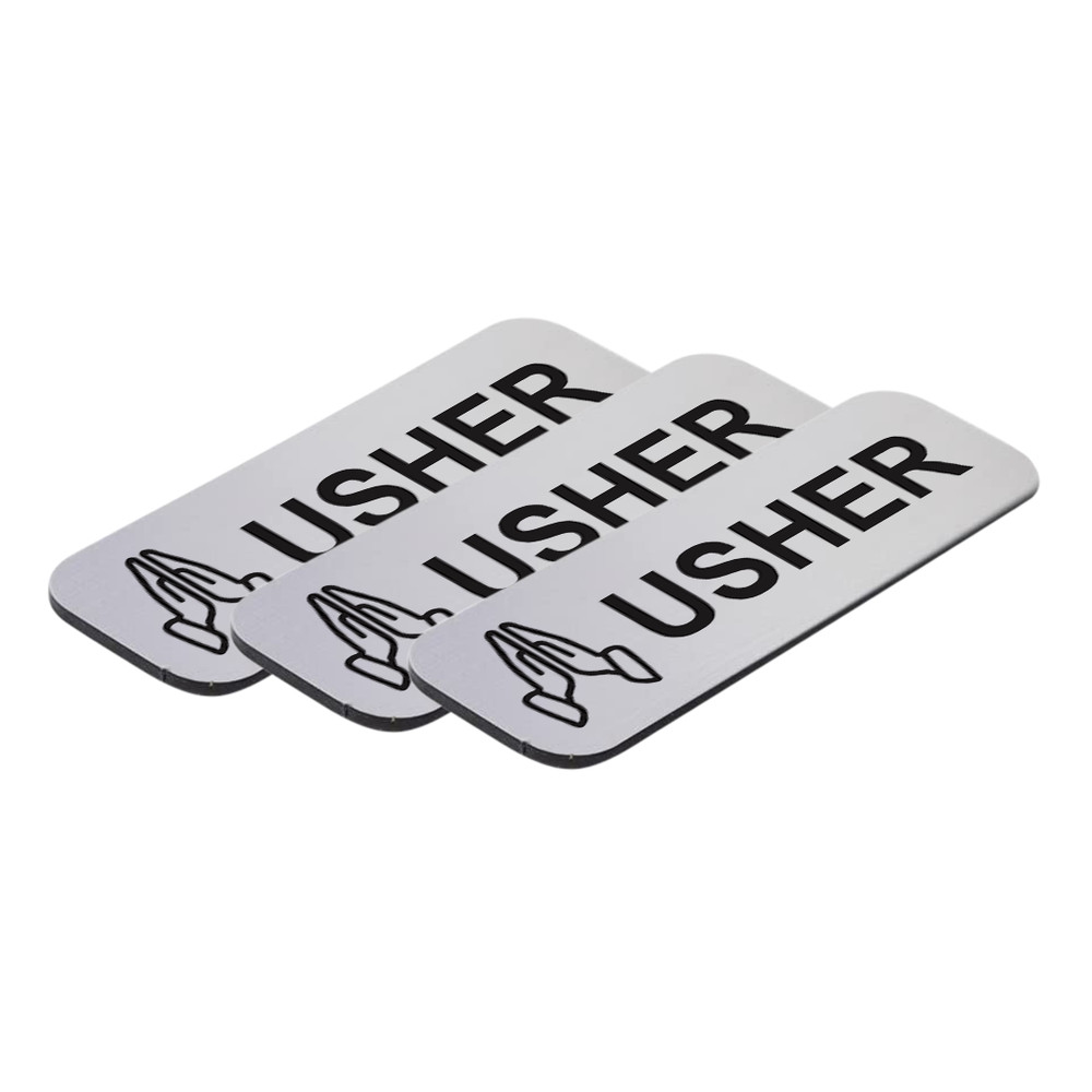 Usher 1 x 3" Name Tag/Badge, Praying Hands (3 Pack)