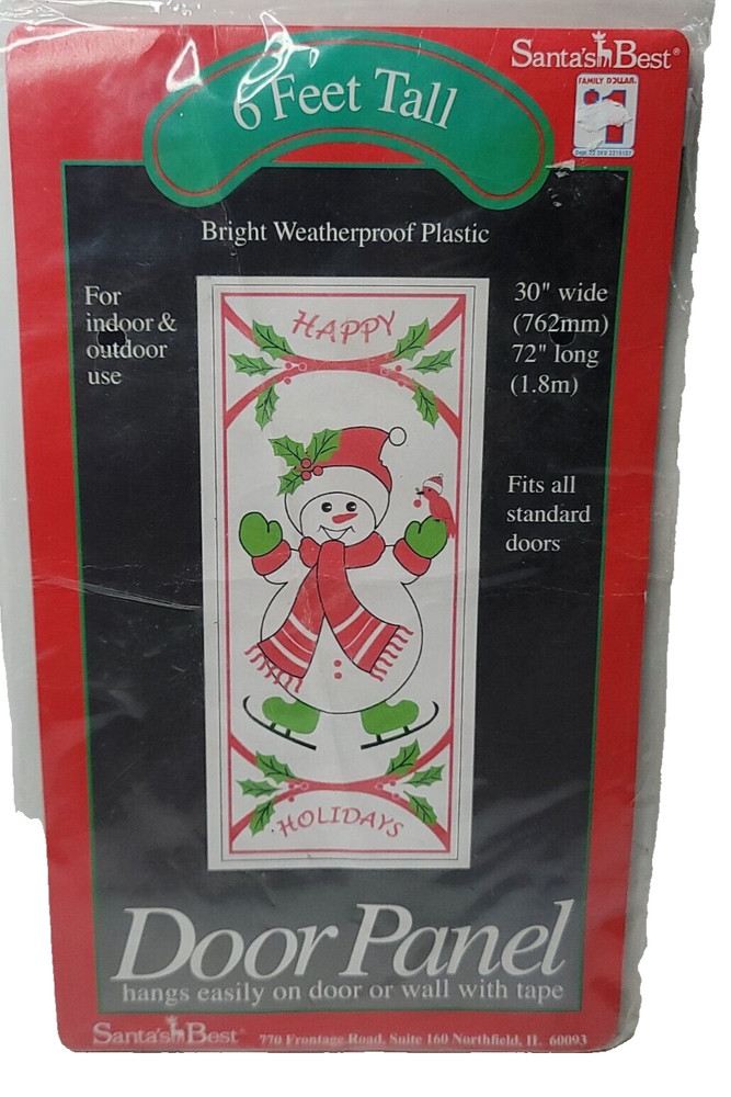 Santa's Best Snowman Door Panel Happy Holidays Weatherproof Plastic 6’x30” 2003