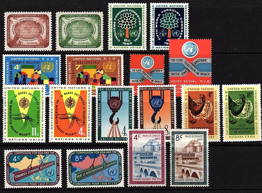 60 United Nations Mint Stamps MNH All different