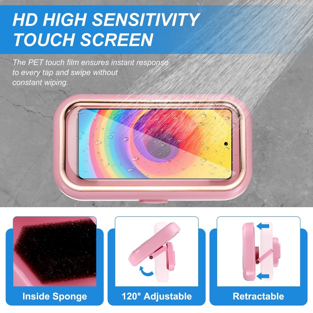 Retractable Adjustable Shower Phone Holder with Electroplating Frame White