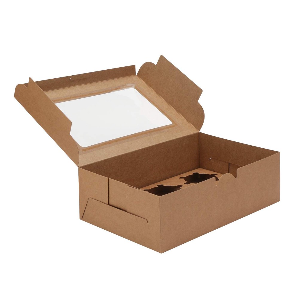 Cupcake Boxes, 50pcs 9.4" x 6.2" x 3.0" Muffin Containers 6 Count with Insert...