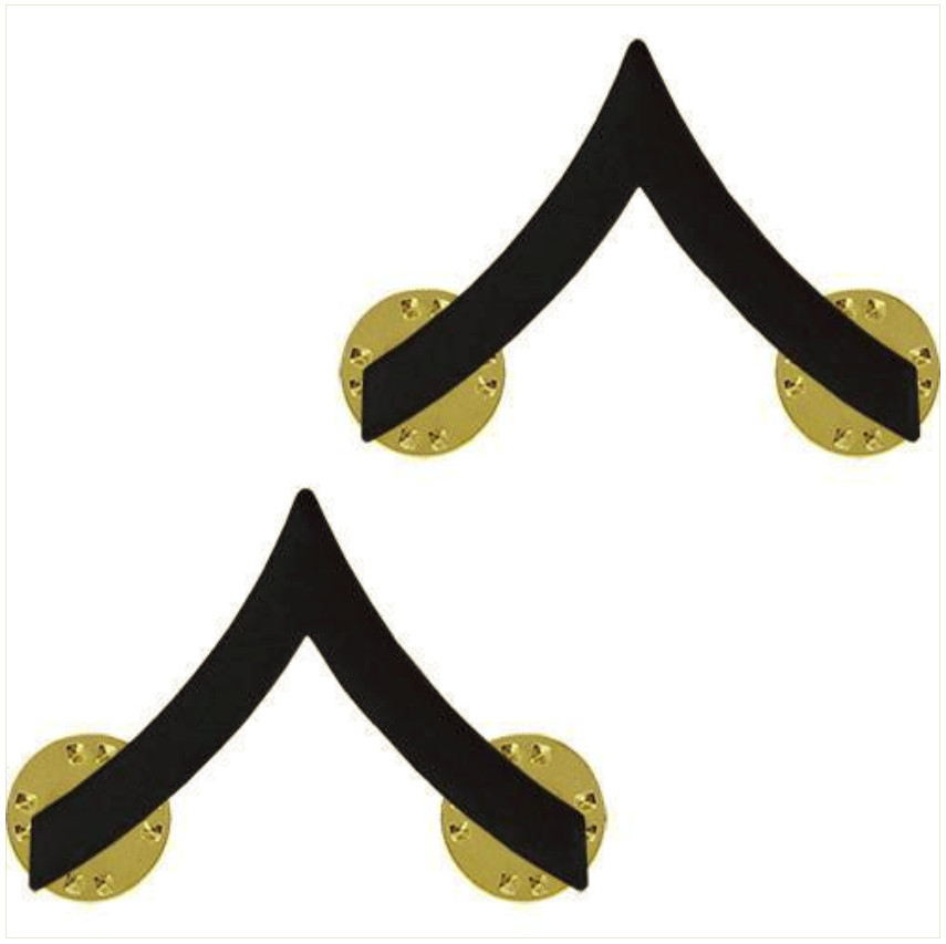 Vanguard MARINE CORPS CHEVRON: PRIVATE FIRST CLASS - BLACK METAL, SOLID BRASS