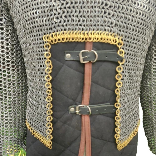 ChainMail Half Shirt , Flat Riveted with Flat Solid rings and Brass ring on edge